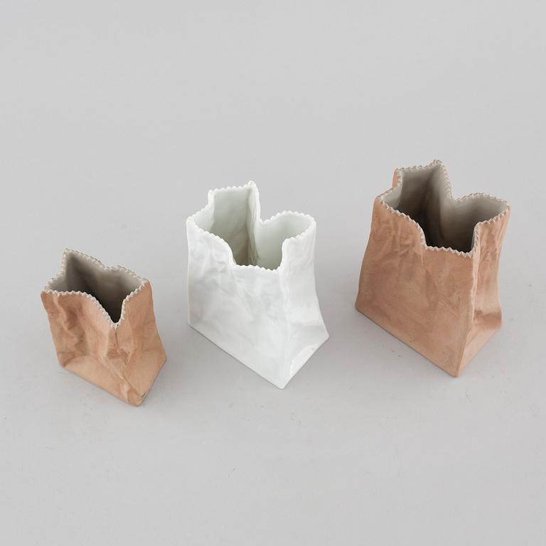 TAPIO WIRKKALA, 3 vaser, porslin, Rosenthal Studio Linie, 1900-talets andra hälft.