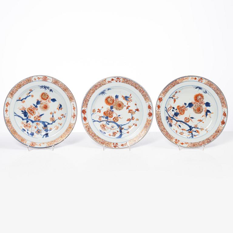 Tallrikar, 5 st, porslin, Kina, Qingdynastin, 1700-tal.