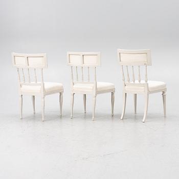 A set of three (2+1) late Gustavian chairs, Stockholm, late 18th century.