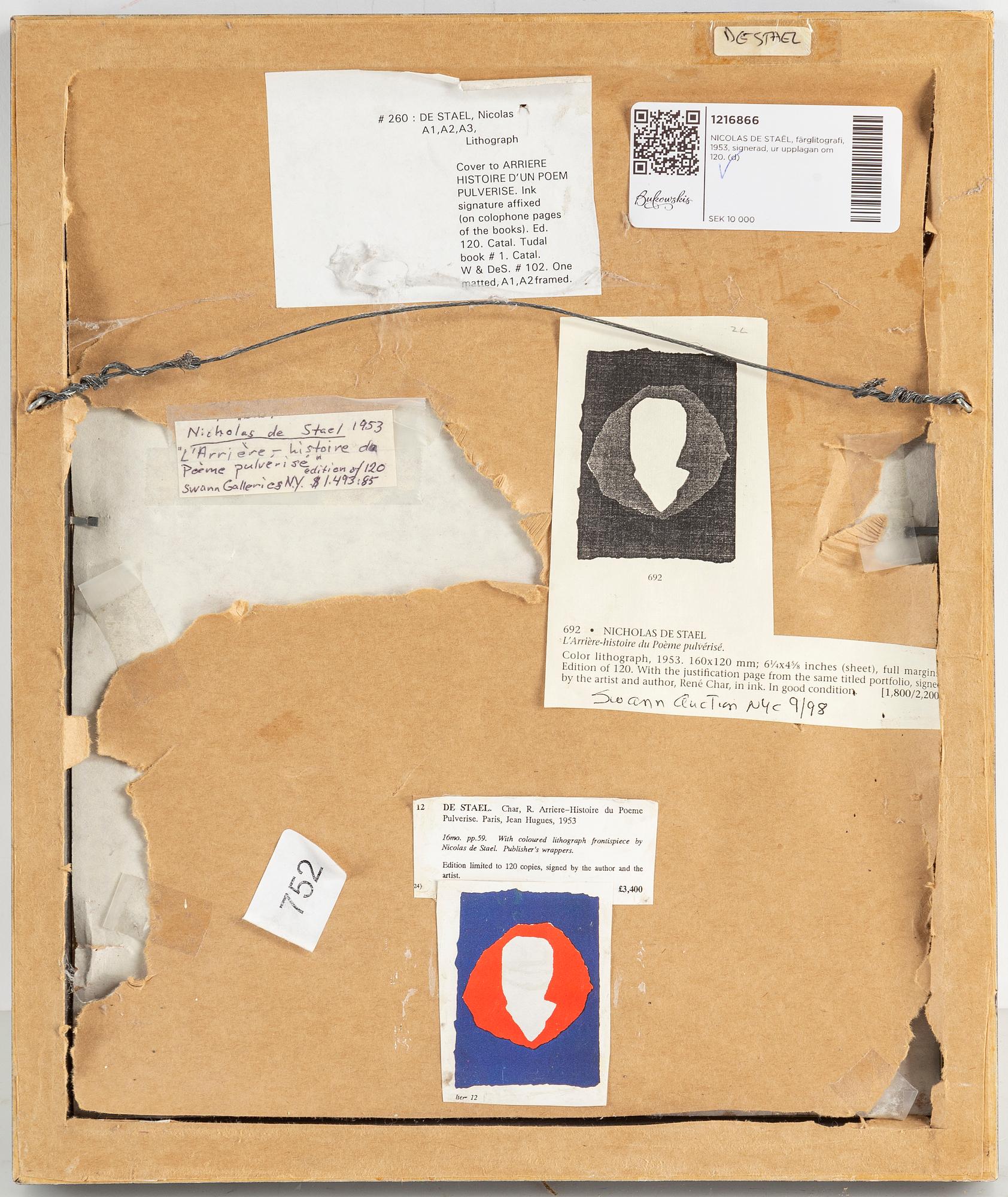 NICOLAS DE STAËL, färglitografi, 1953, signerad, ur upplagan om 120.