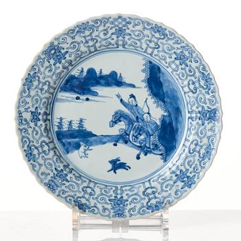 A set of six blue and white dishes, Qing dynasty, Kangxi (1662-1722).