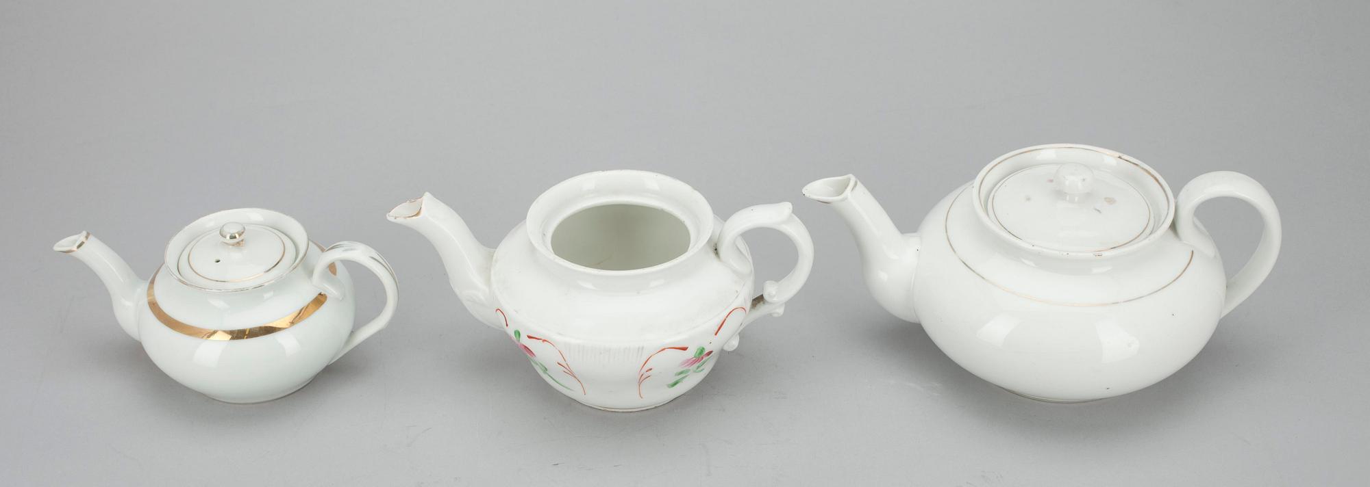 KANNOR, 3 st, porslin, Kuznetsov, sekelskiftet 1800/1900.