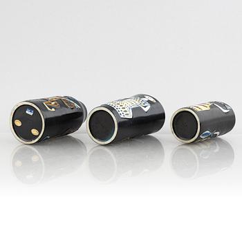 Lisa Larson, vaser, 4 st och fat, 2 st, stengods, ur serien "Varieté", Gustavsberg.