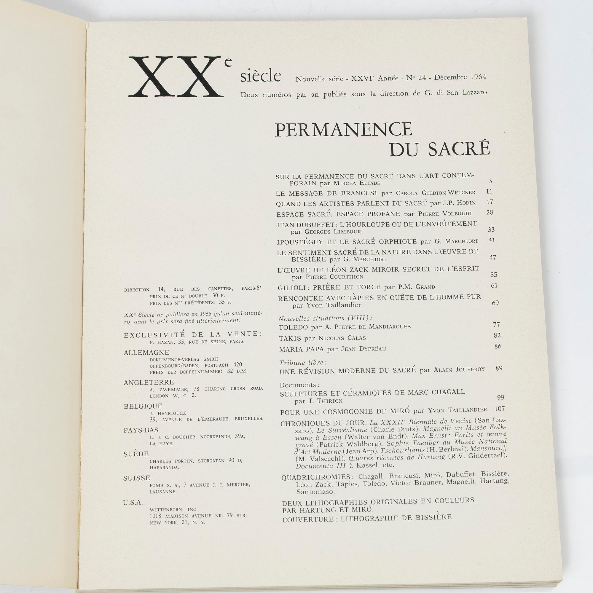"XXe Siècle", 3 volymer, 1964-65.