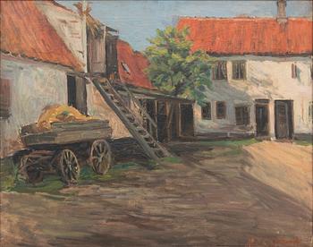 Helmi Sjöstrand, "Farmyard Interior - Motif from Böge".