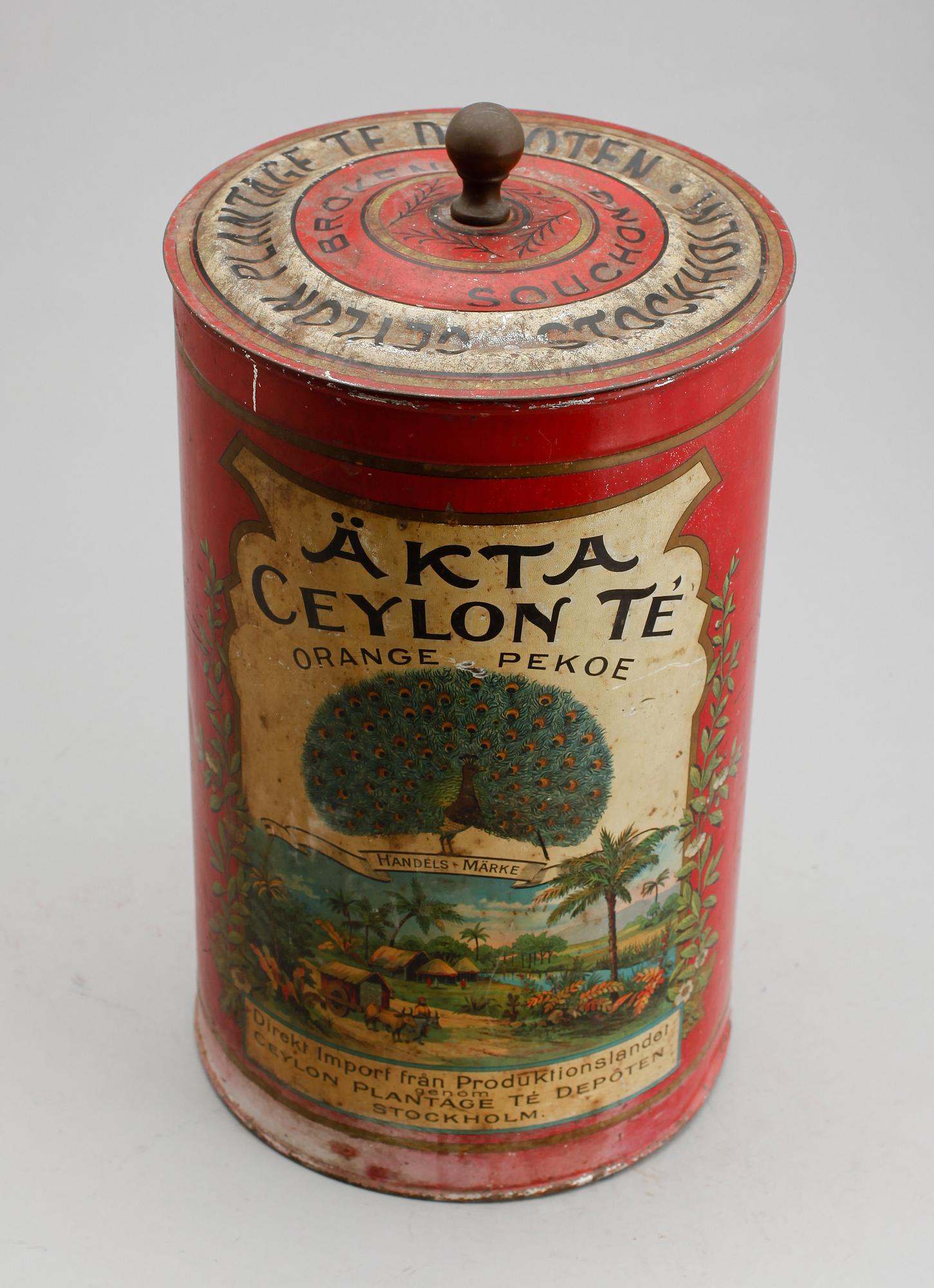 TEBURK, plåt, tidigt 1900-tal, "Äkta Ceylonte".