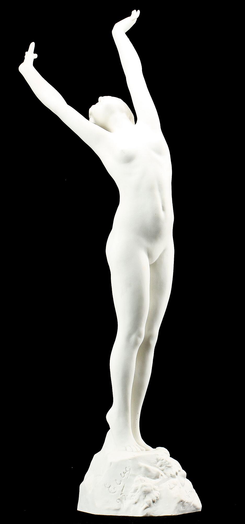 FIGURIN, parian, "Solrosen", Axel Ebbe, dat -93, Gustavsberg, 1914.