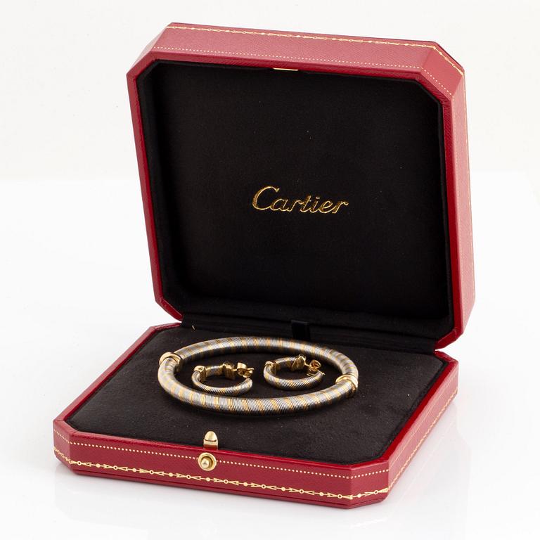 Cartier armband och ett par örhängen stål och 18K guld.