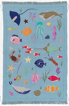 Rug, hand-embroidered Kelim, c. 184 x 120 cm.
