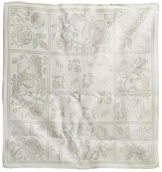 DUK OCH SERVIETTER, 10 st. Linnedamast.  Duken 346 x 147 cm, servietterna ca 58 x 59,5 cm vardera.