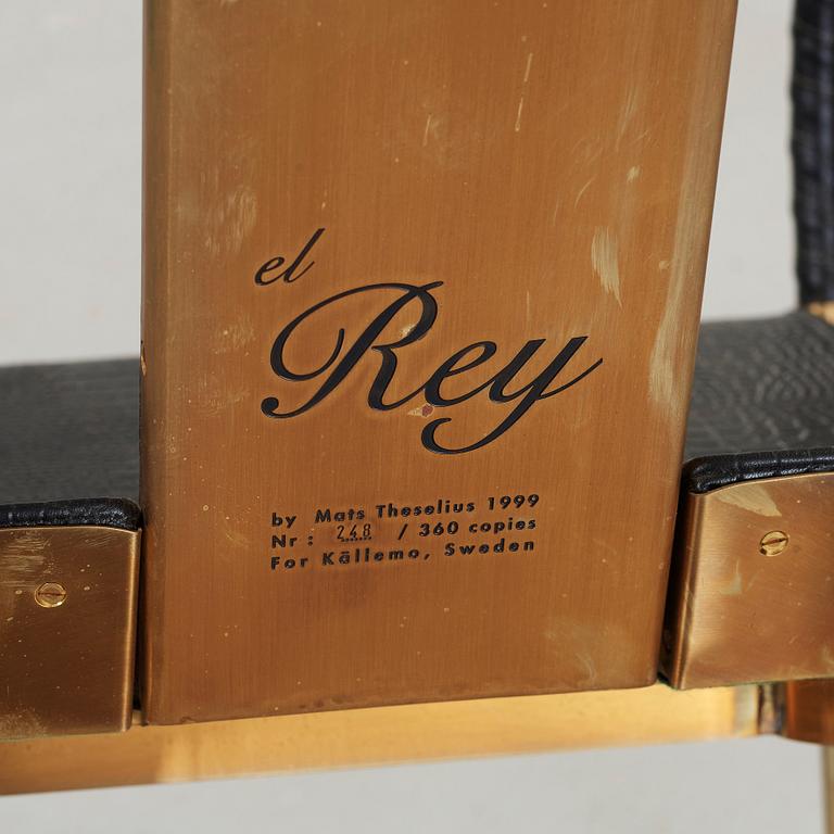 Mats Theselius, an 'El Rey' brass and leather easy chair, Källemo, Sweden.