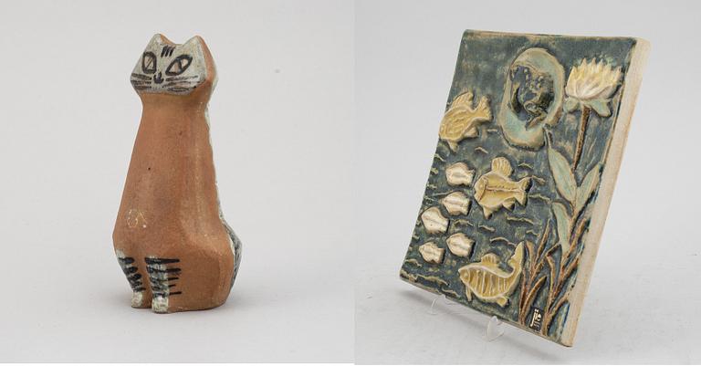 Two Swedish stoneware pieces, including a figurine by Lisa Larson, second half of the 20th Century.