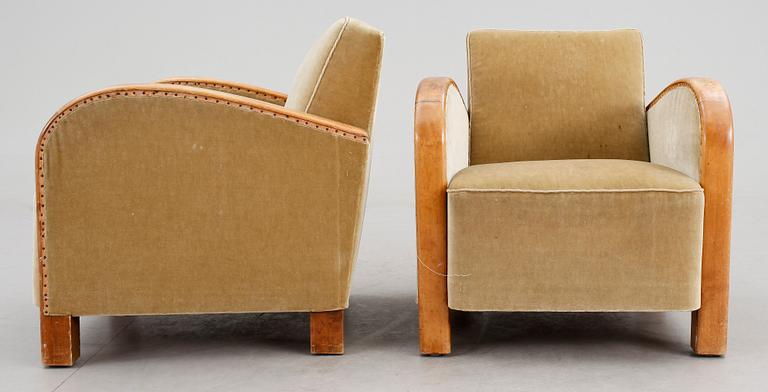 FÅTÖLJER, ett par, art deco, 1930-tal.