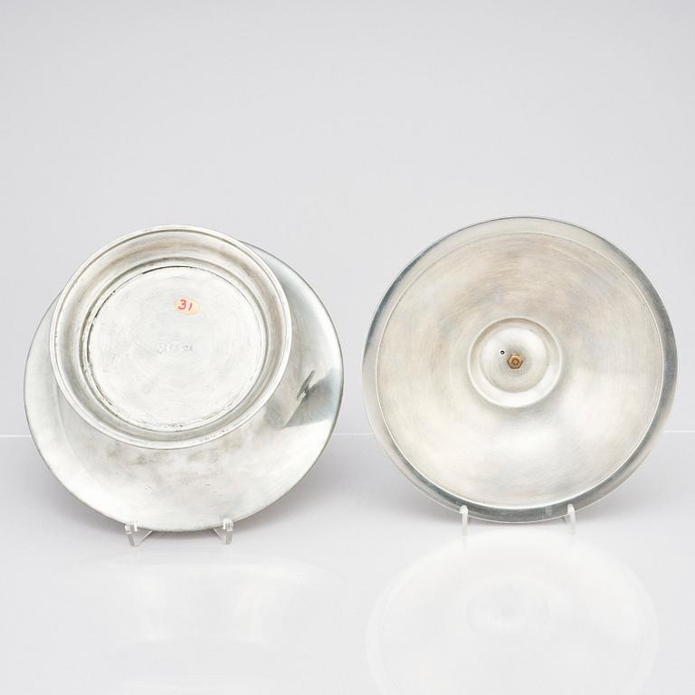 Nils Fougstedt, & Estrid Ericson, a pewter lidded bowl with an onyx finial, Svenskt Tenn, Stockholm 1936.