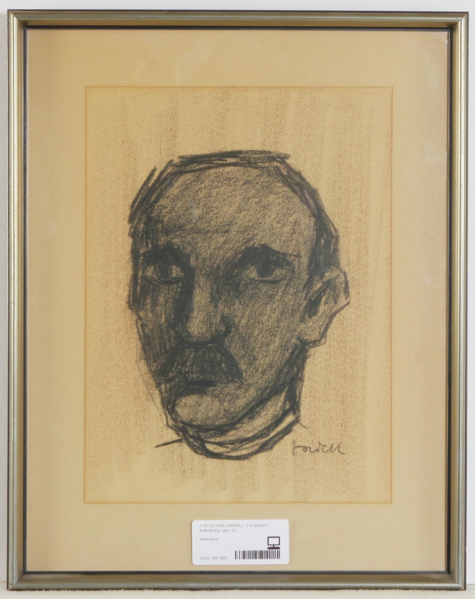 IVAN JORDELL, 3 st pastell o kolteckning, sign.