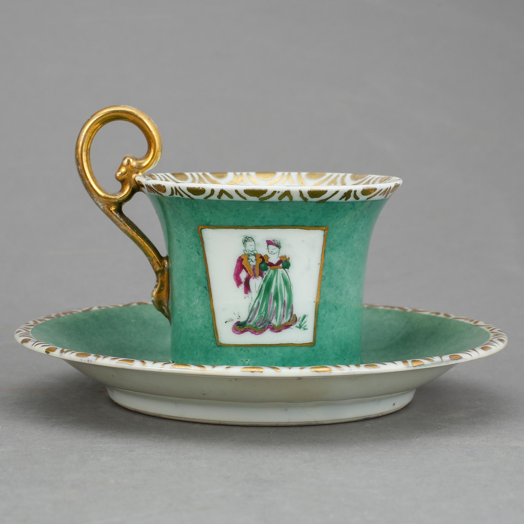KAFFESERVIS, 6 delar, porslin.  Limoges, Frankrike, 1900-talets början.