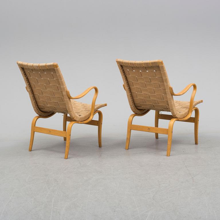 BRUNO MATHSSON, a pair of 'Eva' easy chairs for Karl Mathsson, Värnamo 1960.