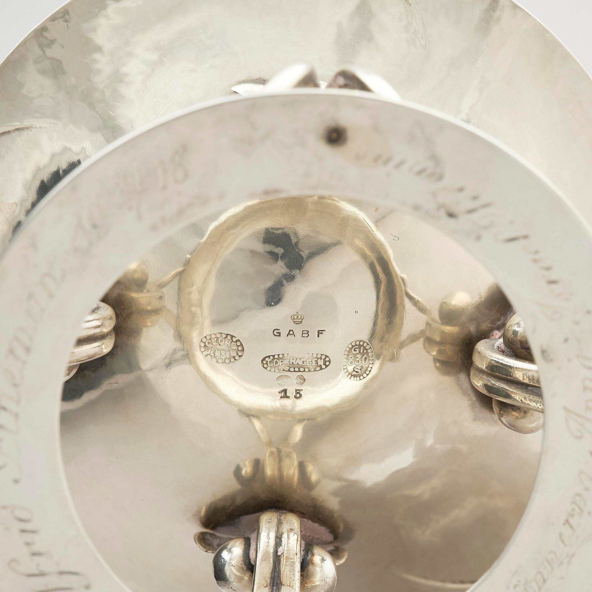 Georg Jensen, a silver bowl, design no 15, Copenhagen 1915-1919.