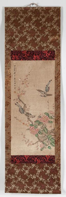 Three hanging scrolls, second half of the 20th century, attributed to Li Yaoping, Gao Xiang and Lu Hui.