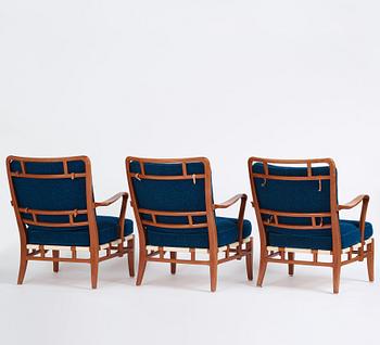 Carl-Axel Acking, a set of 3 easy chairs, "NK Hantverk" Nordiska Kompaniet, 1940s. Provenance Carl Axel Acking.