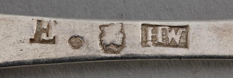 SKEDAR, 4 st, silver, 1700-tal, bla P Gillberg, Varberg, 1763-97.
