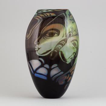 Eva Englund, a unique 'graal' glass vase, Muraya, Sweden 1990.