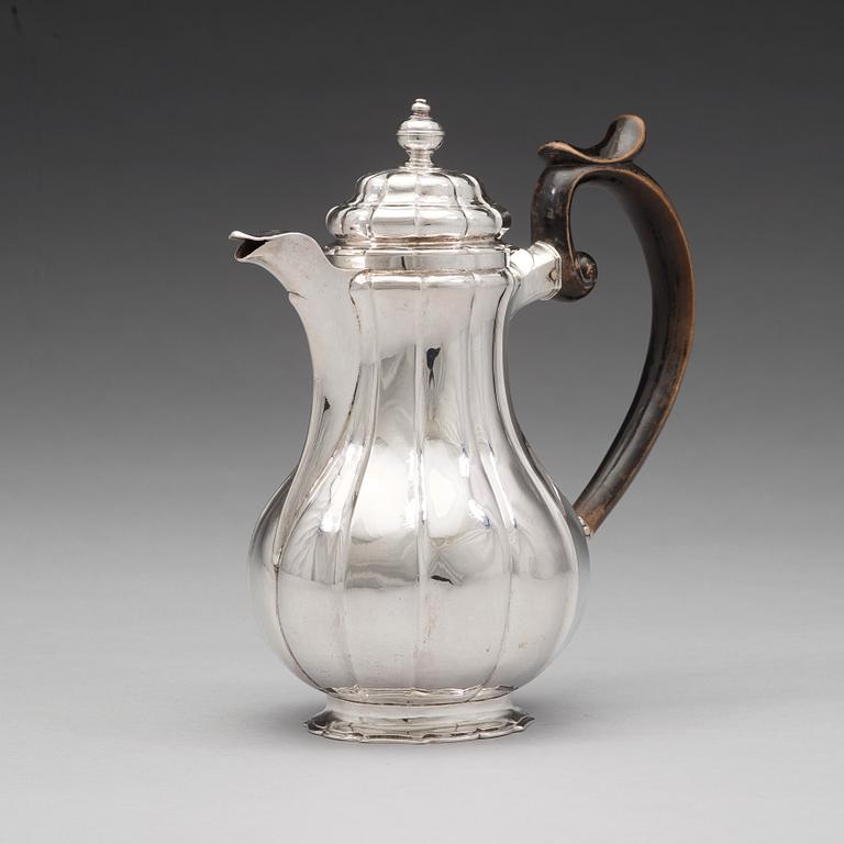 A Swedish mid 18th century silver coffee-pot, mark of Wilhelm Andreas Meijer, Stockholm 1746.
