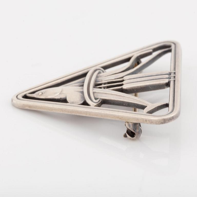 Georg Jensen, sterling silver dolphin brooch.