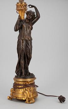 BORDSLAMPA, brons och mässing, 1900-talets första hälft.
