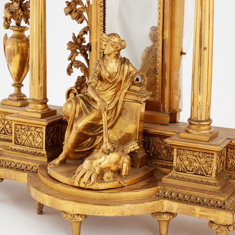 A Late Gustavian giltwood mantel clock, circa 1800.