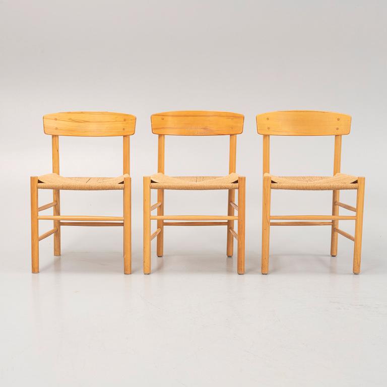 Børge Mogensen, stolar 3 st, modell "J39", Fredericia möbelfabrik, Danmark, 1900-talets andra hälft.