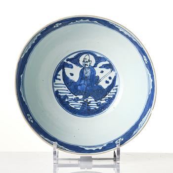 A blue and white 'immortals' bowl, Tianqi/Chongzhen 1620/30's.