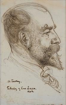 689. Carl Larsson, Portrait of professor Axel Tallberg (1860-1928), profile.