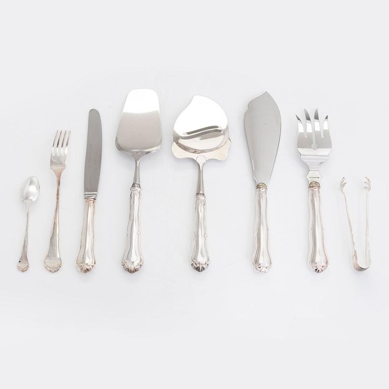 A 73-piece silver 'Chippendale' cutlery set, 1985-1995. Different manufacturers.