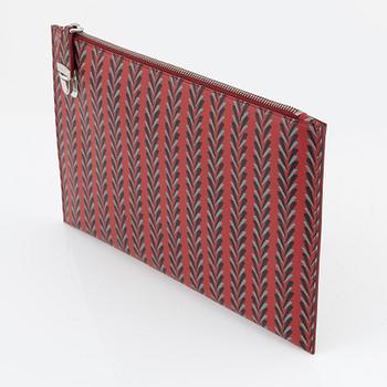 Prada, A patterned saffiano clutch.