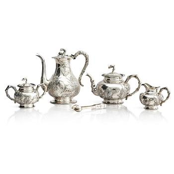 1263. A fine Chinese Export silver tea and coffee service, Sing Fat, early 20th century.