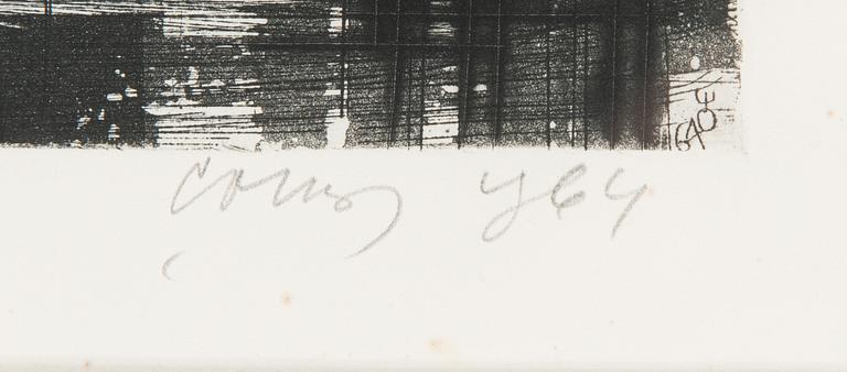 Evald Okas, etsning och akvatint, signerad och daterad 1964.