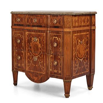 A Gustavian marquetry commode attributed to N. Korp (master in Stockholm 1763-1800).