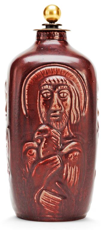 A Jais Nielsen stoneware lidded urn, Royal Copenhagen, Denmark 1953.