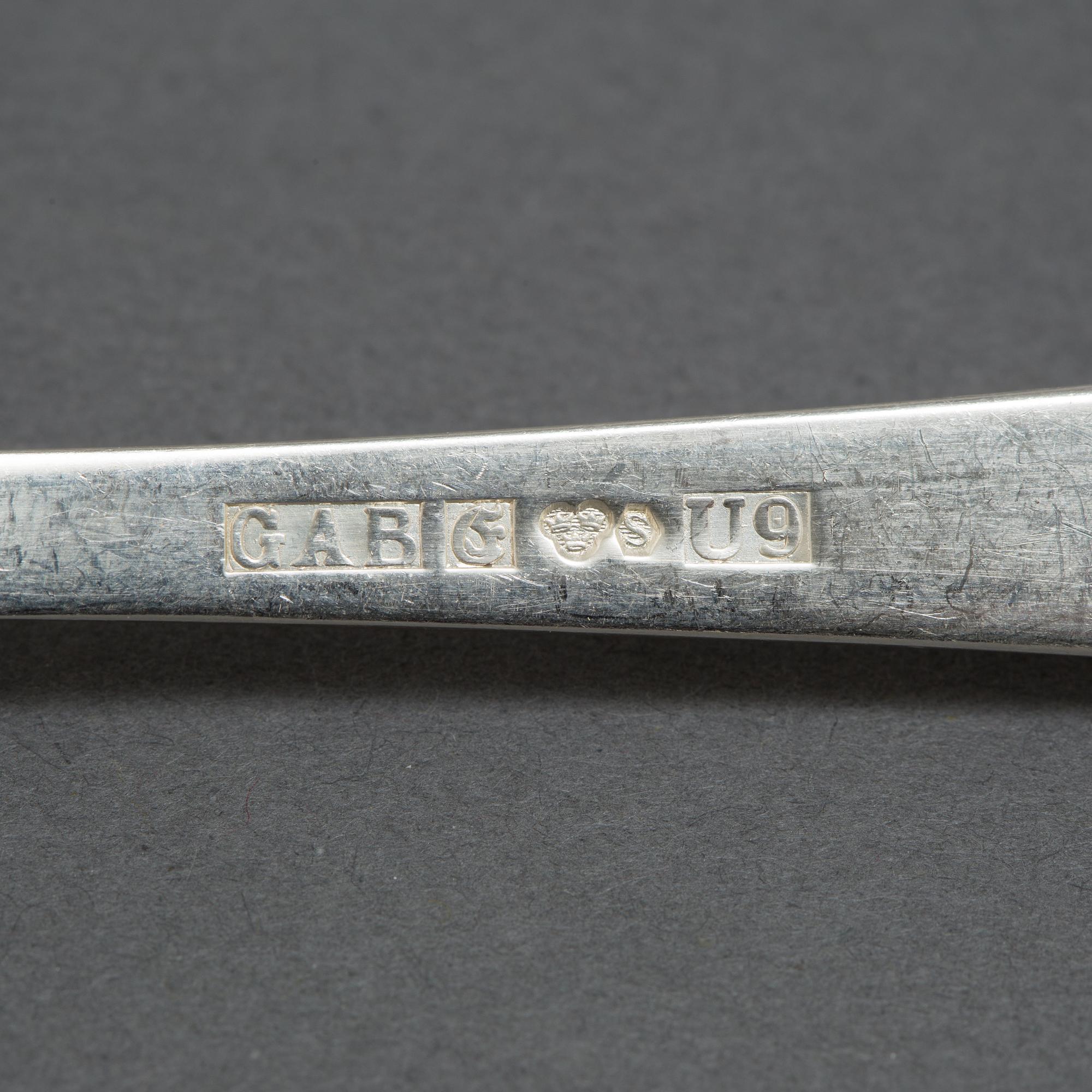 A 30 pcs silver cutlery 'Rosenholm' by Jacob Ängman for GAB, Stockholm, 1971-1993.