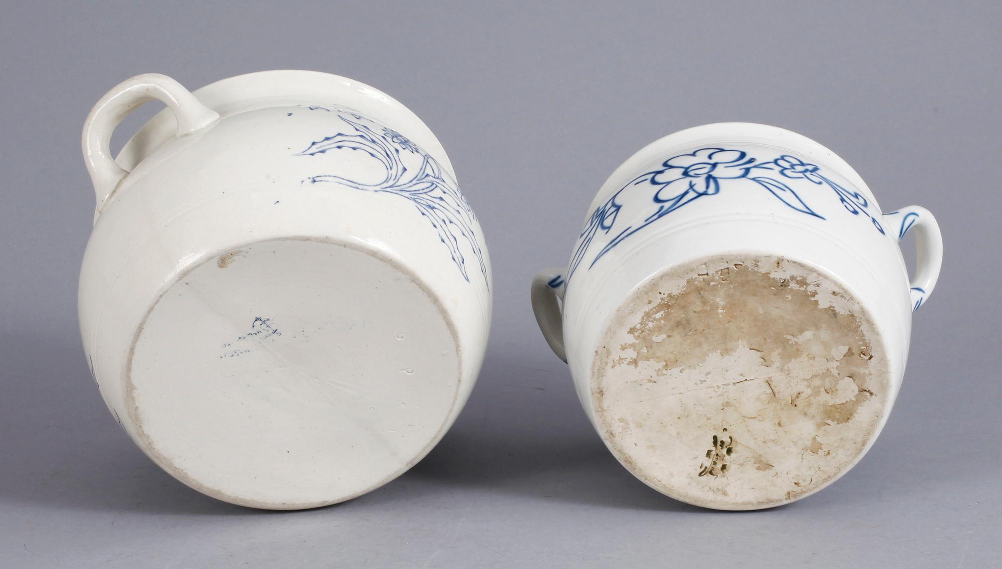 SYLTKRUS, 4 st olika, stengods, Rörstrand resp Gustavsberg, omkring 1900.