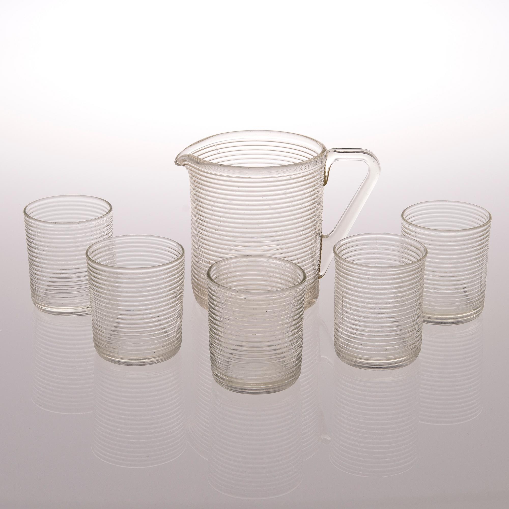 AINO AALTO, KANNA och DRICKSGLAS, 5 st, 4059, Karhula 1937-1938.