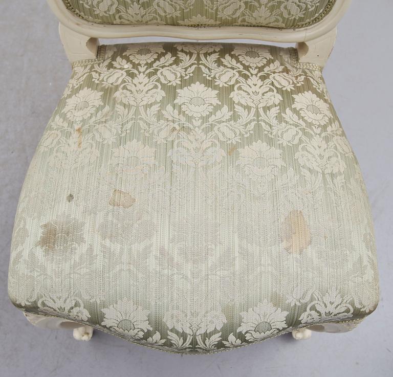 KARMSTOLAR OCH STOLAR, 6 st, rokokostil, 1900-talets första hälft.