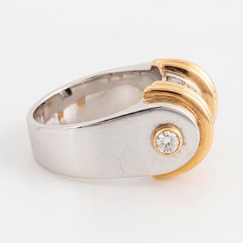 Baguette and brilliant-cut diamond ring.