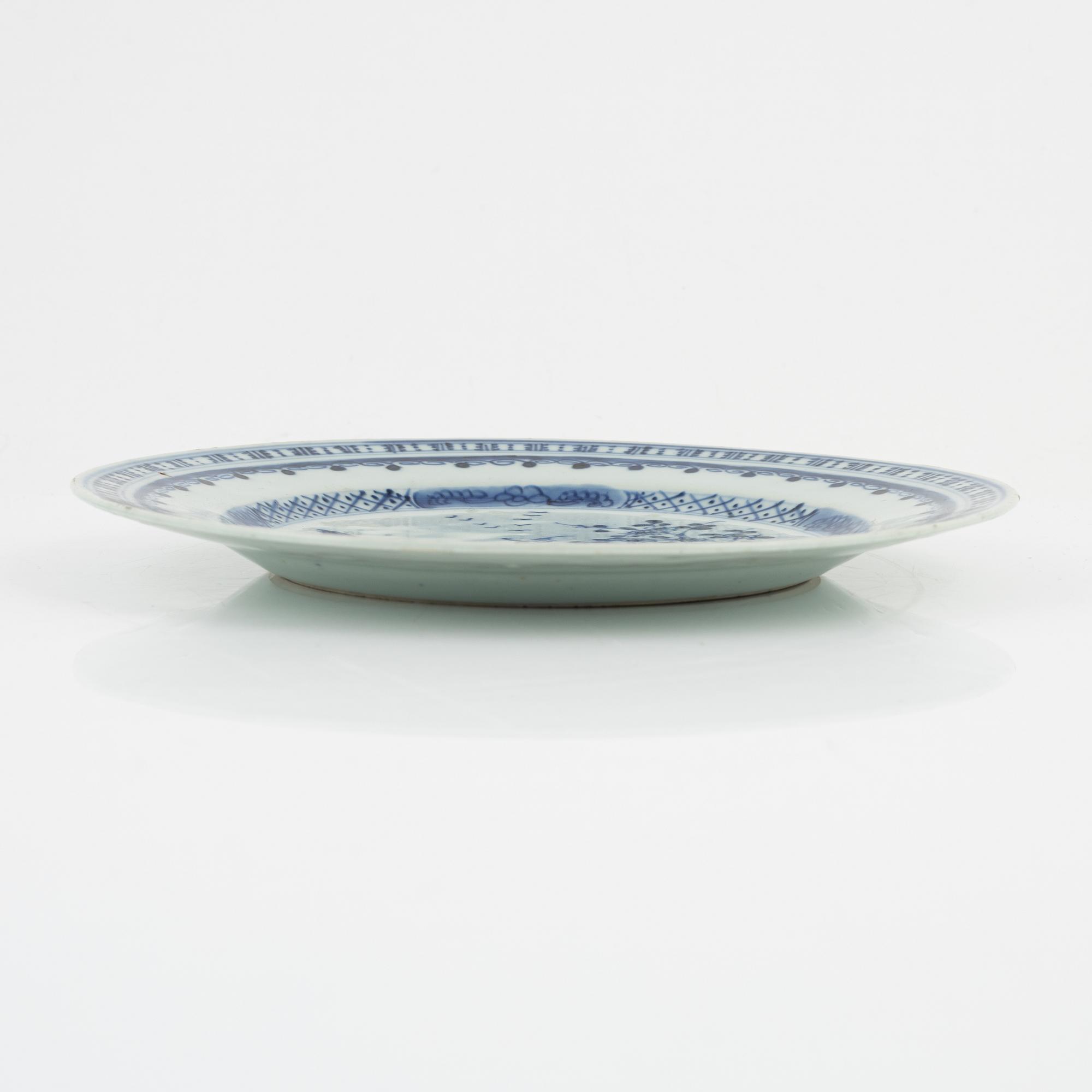 Four blue and white plates, China, Qing dynasty, Qianlong (1736-95).