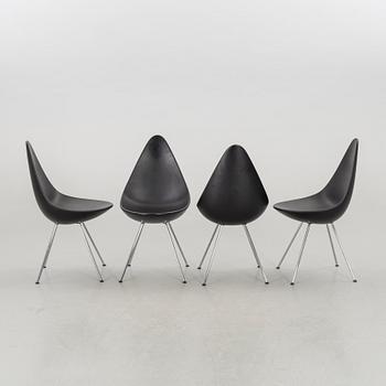 SIX ARNE JACOBSEN CHAIRS "DROPPEN" FOR FRITZ HANSEN.