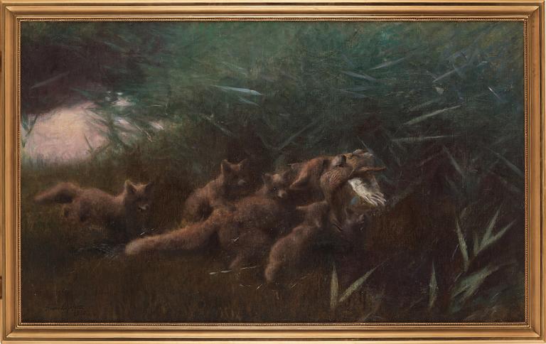 Bruno Liljefors, A family of foxes.