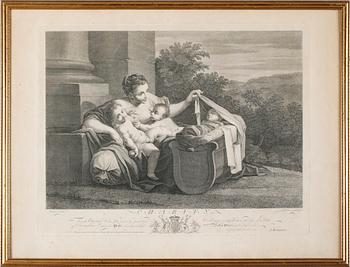 KOPPARSTICK, 2 st, efter Ahlberg och Mortimer, 1700-tal.