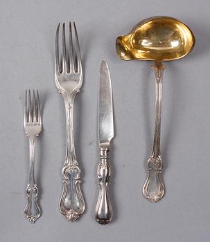 BESTICKSERVISDELAR, ca 70 delar, silver, "Olga". 1800/1900-tal.