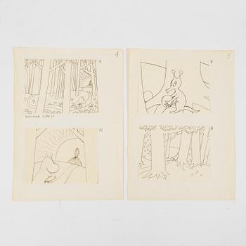 JAROMIR WESLEY, 49 pencil drawings "Mumintrollet: Hur gick det sen?", 1993. Not signed.